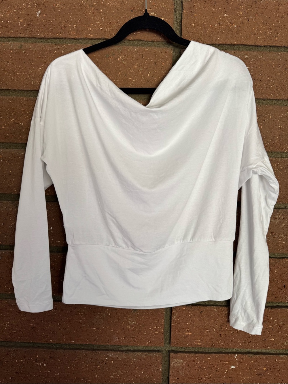 Cotton On White Cowl Neck Draped Long Sleeve Top M